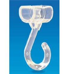 Open transparent plastic hook for tubes