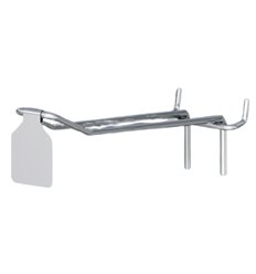 Double metal hook with metal label holder for perforated panel