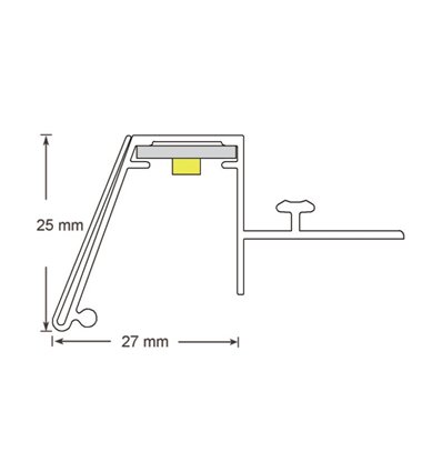 Brandline 25 mm fixare deasupra raft cu sina T si profil ghidaj 