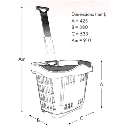 Cos cumparaturi tip Roller din plastic 43 litri