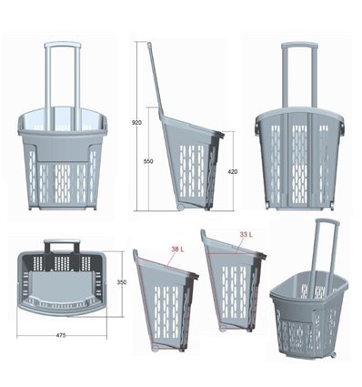 Shopping cart type Roller plastic 34 liters