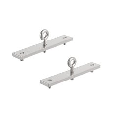 Metal connector for round rail model SE with suspension hooks and fixing screws