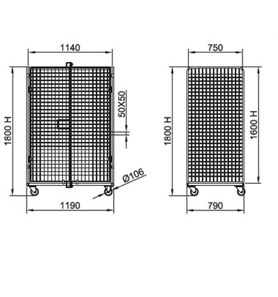 Roll Container cu 4 laturi sistem anti-furt 1200X800X1800H 2
