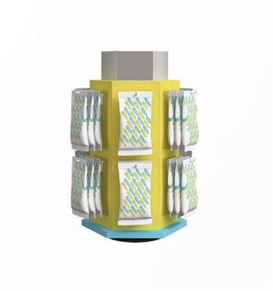 Rotating tower stand with 2 levels of hooks