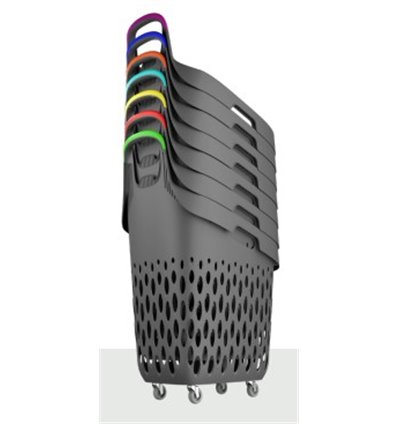 Plastic roller shopping basket 73 liters with 4 wheels and plastic handle