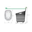 Plastic roller shopping basket 73 liters with 4 wheels and plastic handle