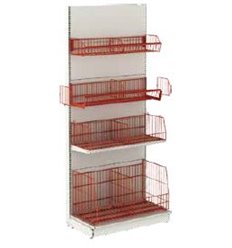 Raft metalic perete, H2015 mm, W1000, polita baza 500 mm cos din sarma, si 3 polite 400 mm cos din sarma cu panou spate fara per