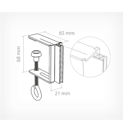 Menghina metalica 68x65mm, prindere pe polite de pana la 30 mm grosime cu gripper 2