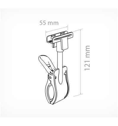 Clema transparenta medie verticala pentru rame cu adaptor T lat 2